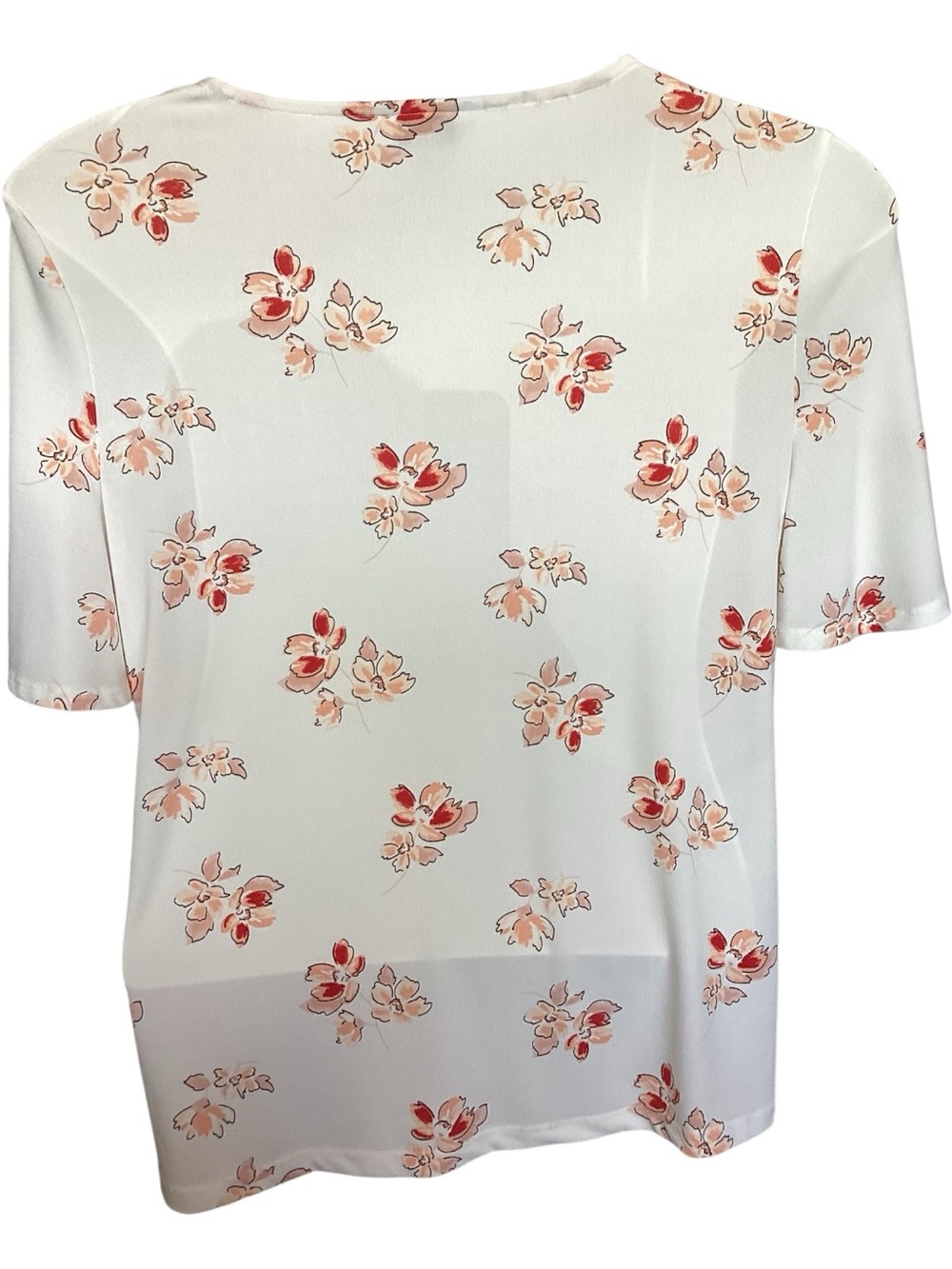 Liz Claiborne Cream Floral Keyhole Flutter Sleeve Top - Picture 5 of 9